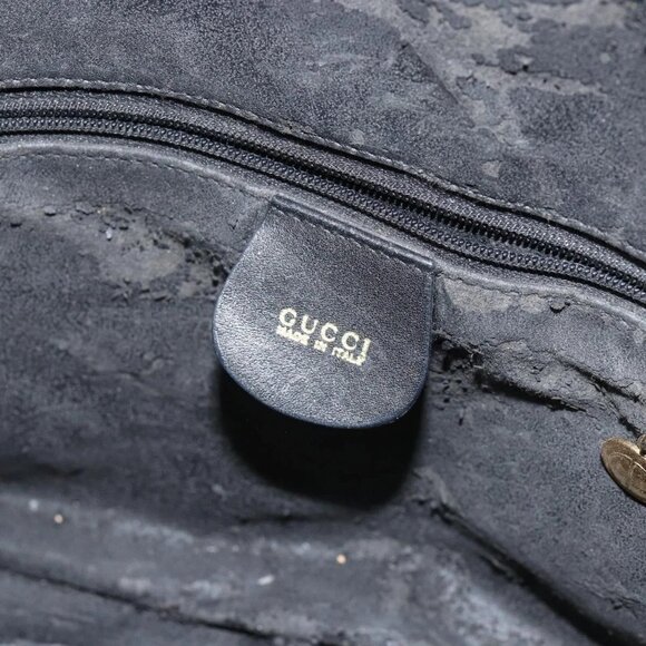 GUCCI Bamboo Hand Bag Leather Black Gold - Picture 13 of 16